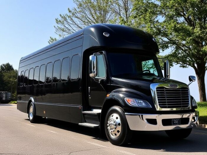 Freightliner Black Party Bus &mdash; Large Group Limo Bus in New Jersey
