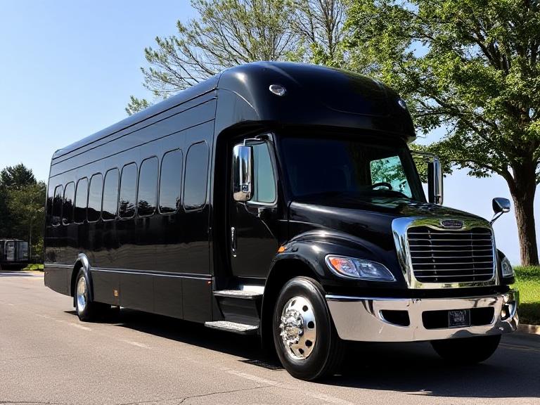 Freightliner Black Party Bus &mdash; Large Group Limo Bus in New Jersey