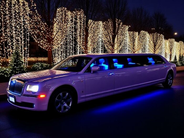 White limousine at night