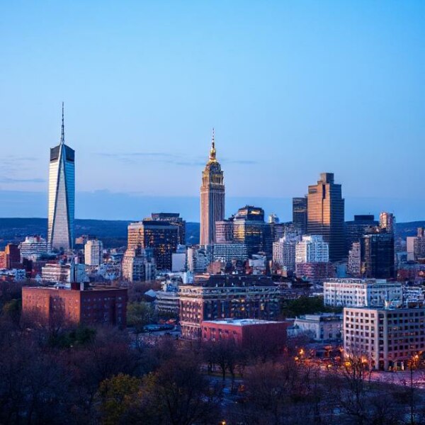 Fort Lee, NJ skyline at dusk