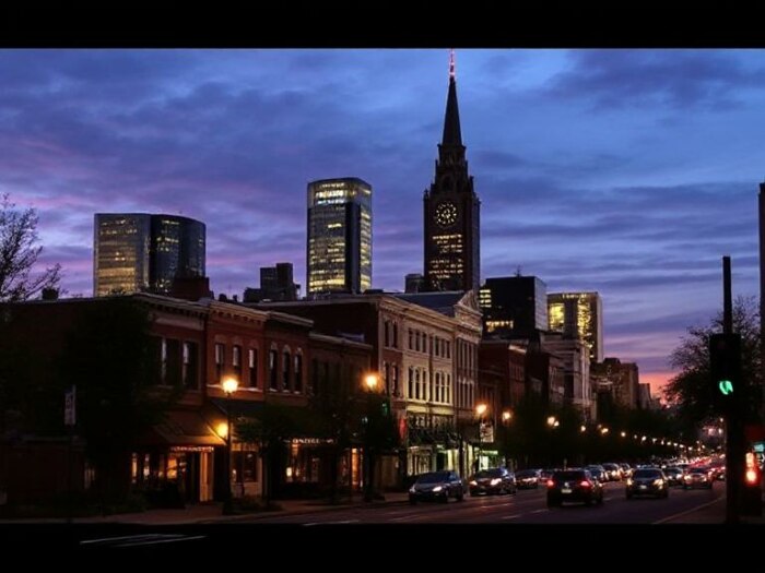 Night view of Nutley, NJ skyline