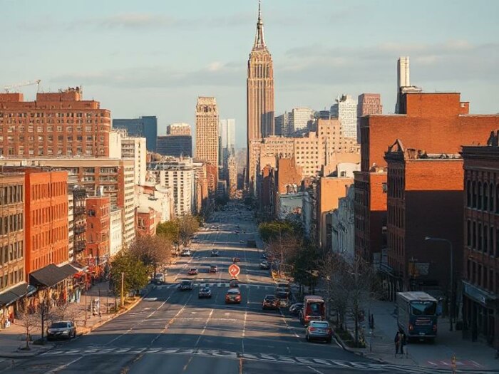 NYC street view with Empire State Building